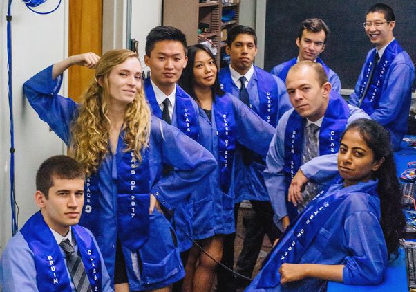 ELFIN Class of 2017 wearing their commencement sashes in a lab