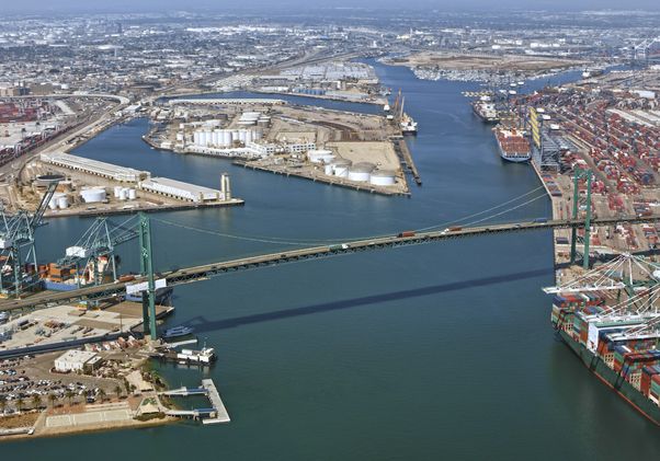 Aerial photo of port of Los Angeles