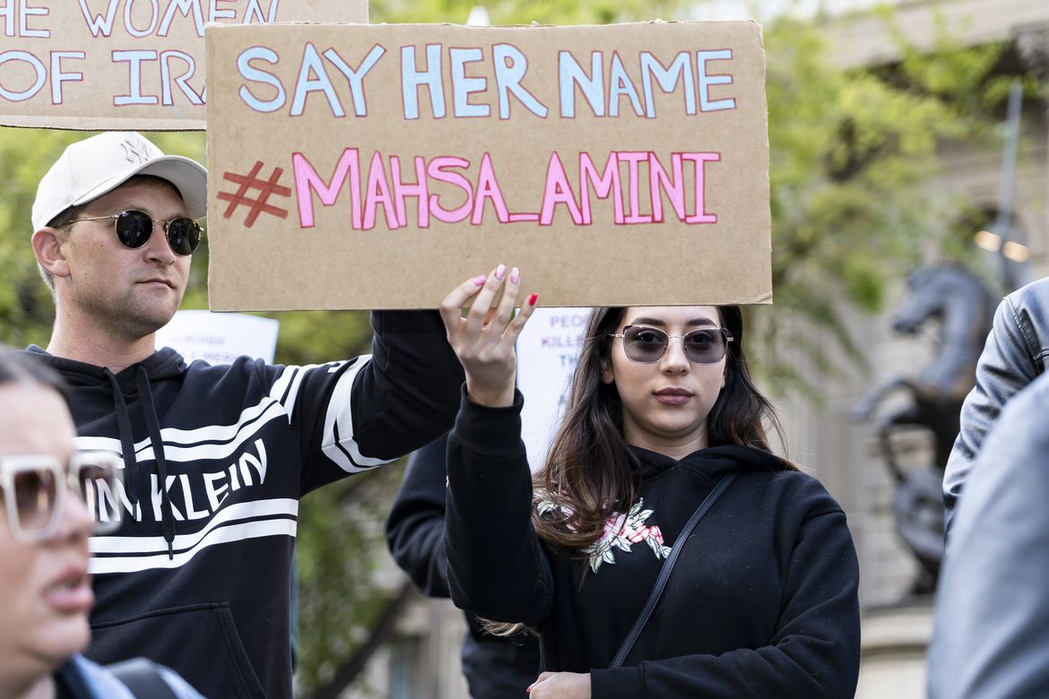 Demonstrators in Australia in support of the Iran protests
