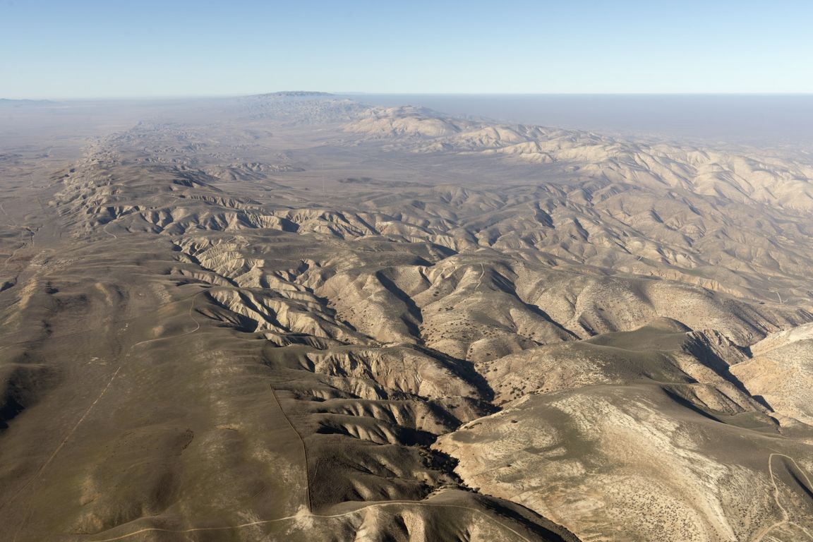 Aerial view of San Andreas fault between Bakersfield Santa Barbara