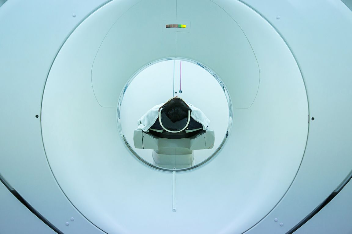 Patient entering a PET/CT scanner