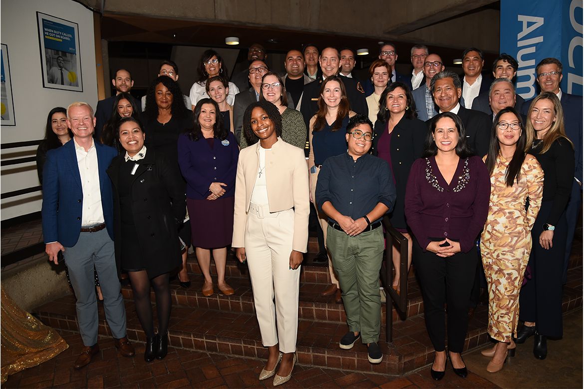 UCLA Alumni Association Bruin Excellence in Civic Engagement honorees standing on steps