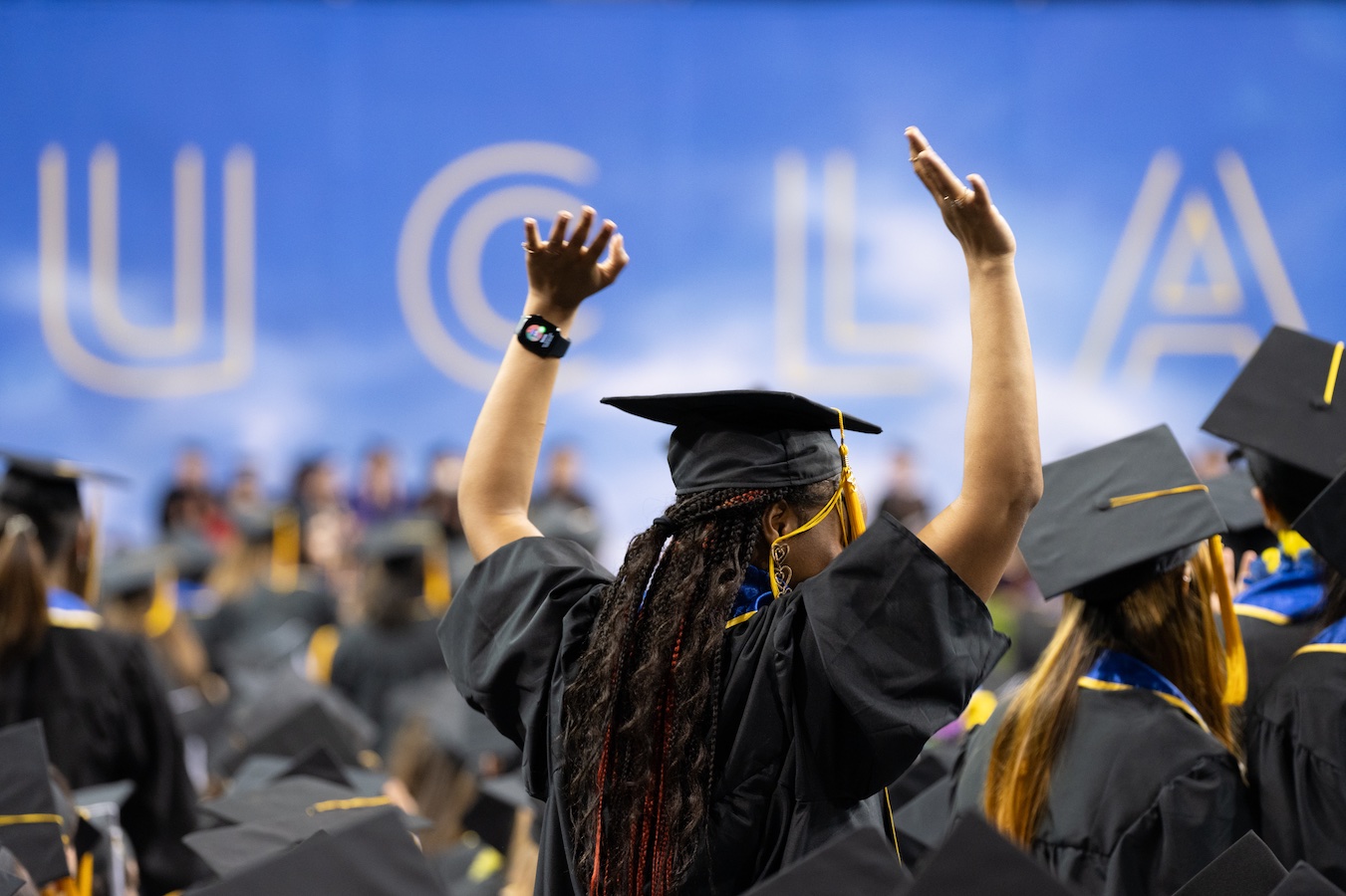 2023 graduates celebrate at the UCLA College commencement.