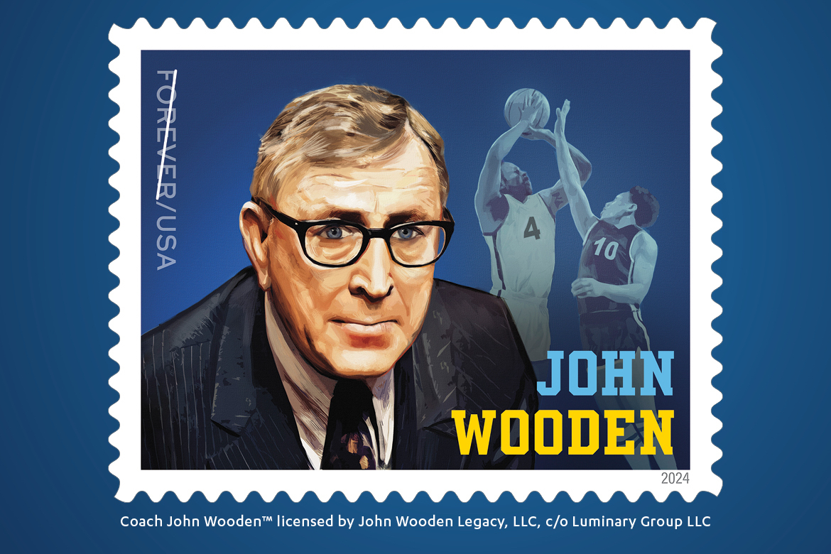 U.S. Postal Service commemorative John Wooden stamp