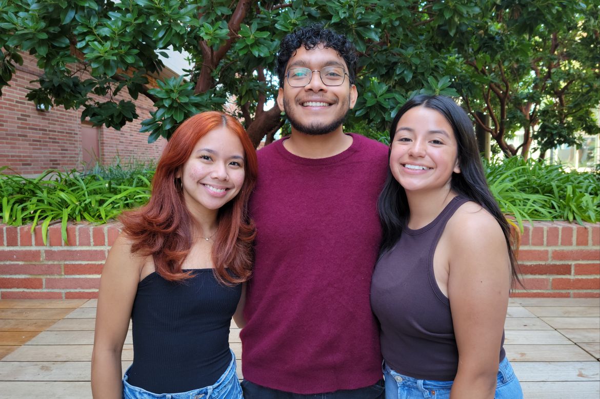 From left to right: Jessa Bayudan, Omar Mondragon and Linsey Rodriguez standing together