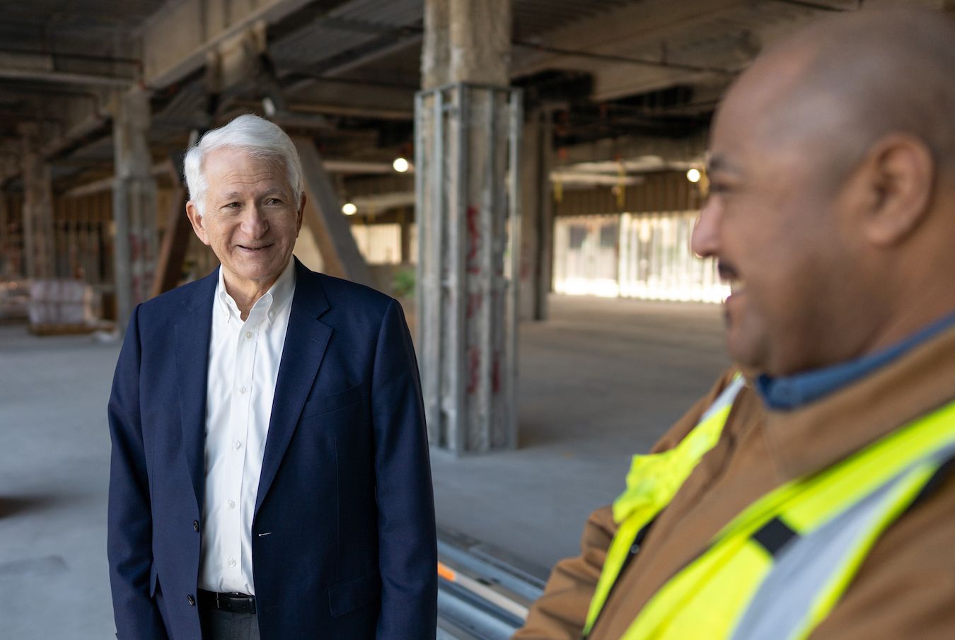 Chancellor Block with building engineer Jerry Sanchez