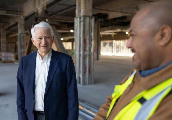 Chancellor Block with building engineer Jerry Sanchez