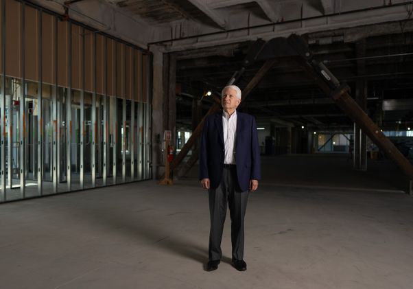 Chancellor Block standing alone in an empty space inside the former Westside Pavilion