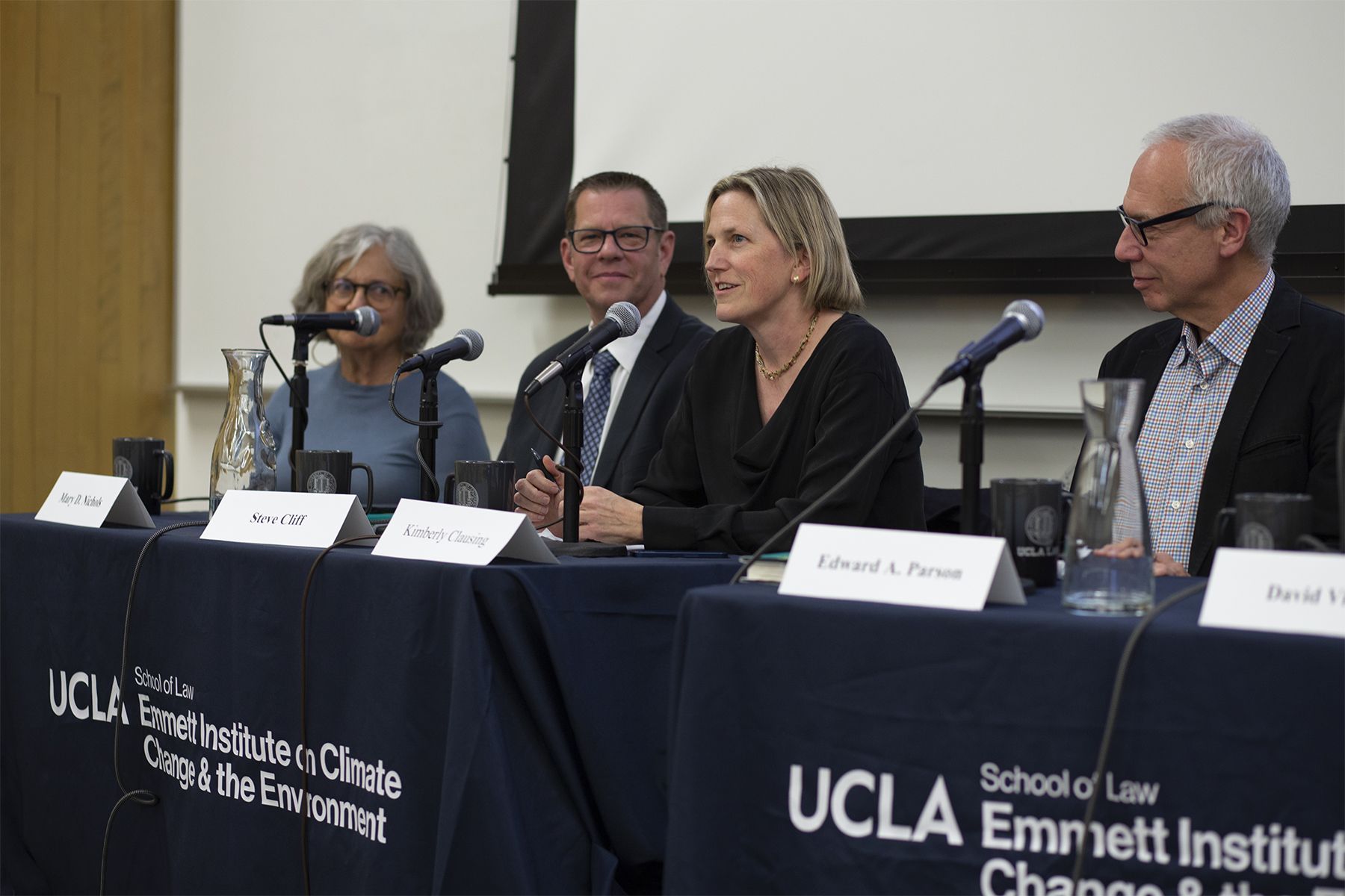 UCLA School of Law faculty and other panelists speaking at Emmett Institute event.