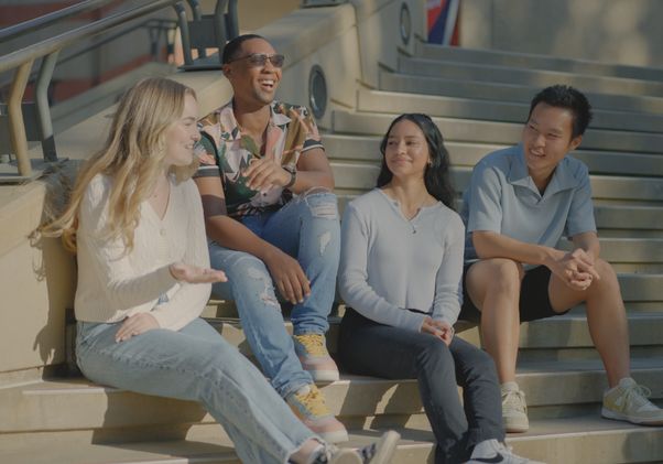 Group of students on UCLA Ackerman Union steps 