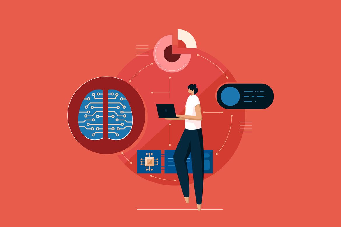 Digital illustration of brain connected to technology