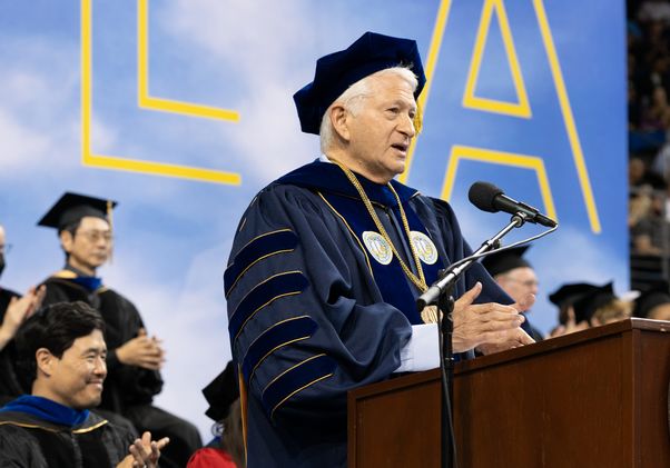 Chancellor Gene Block speaking at 2023 UCLA College commencement 