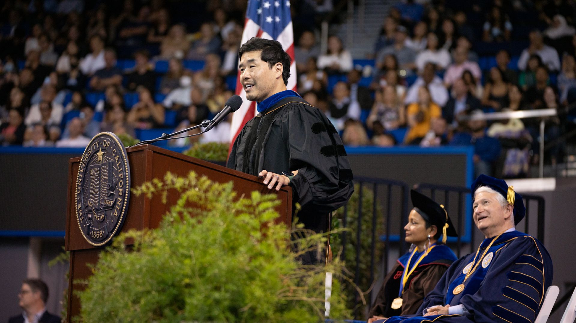 Randall Park speaking at 2023 UCLA College commencement 