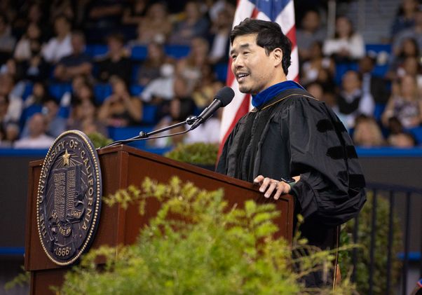 Randall Park speaking at 2023 UCLA College commencement 