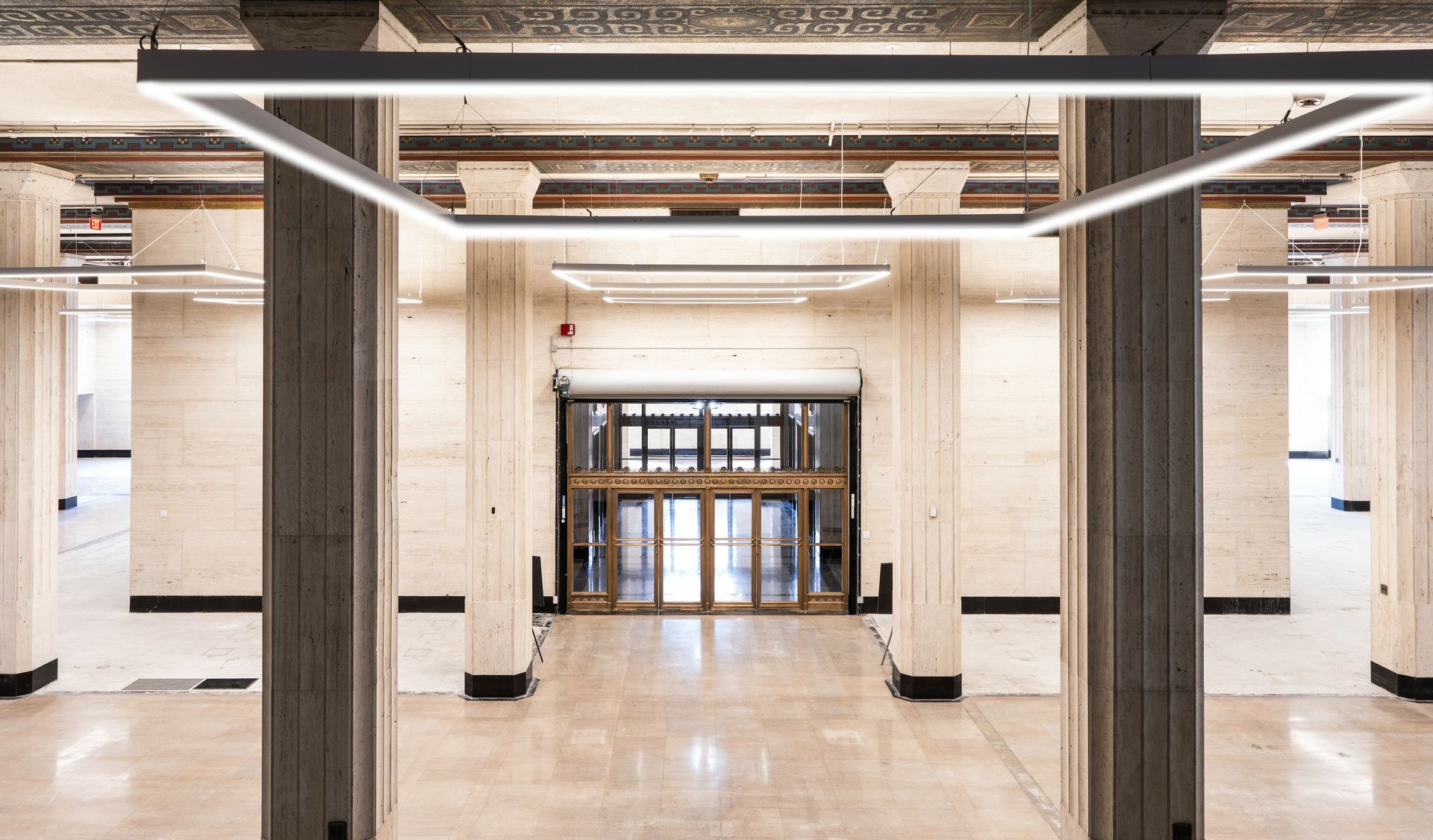 A large second-floor space in the Trust Building