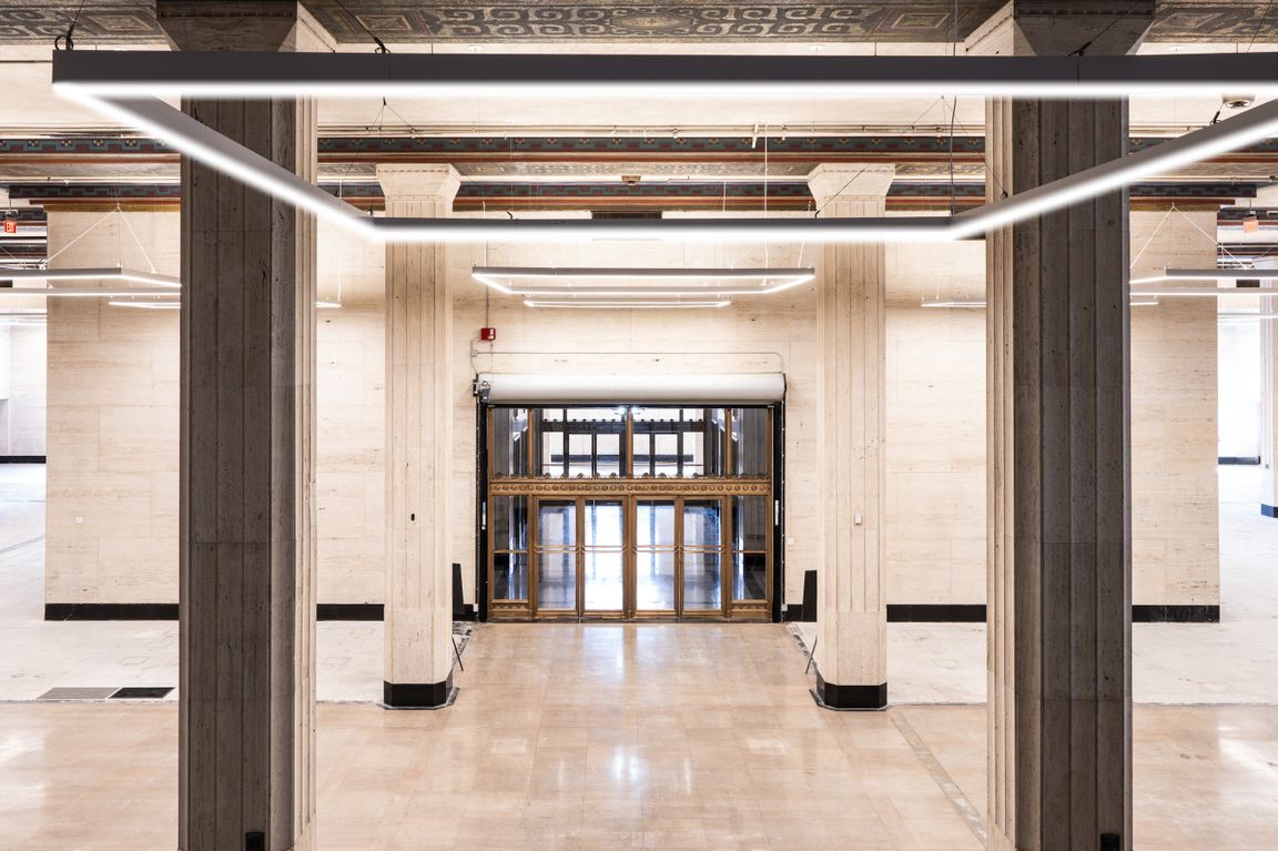 A large second-floor space in the Trust Building