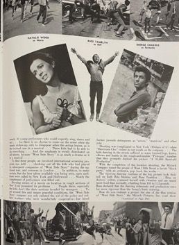 Magazine page showing Natalie Wood, scenes from “West Side Story”