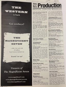 Newspaper ad for “The Magnificent Seven” TV show