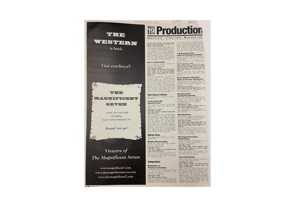 Newspaper ad for “The Magnificent Seven” TV show