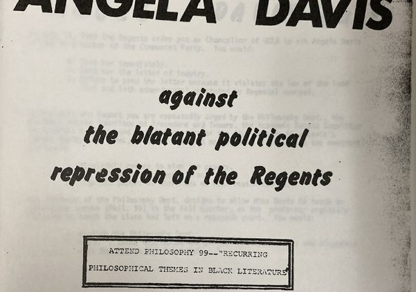 Flyer reading “Defend Angela Davis” 