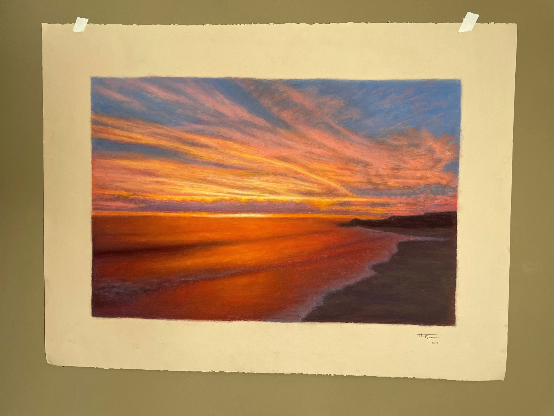 Painting of a beach sunset by Tom Lifka