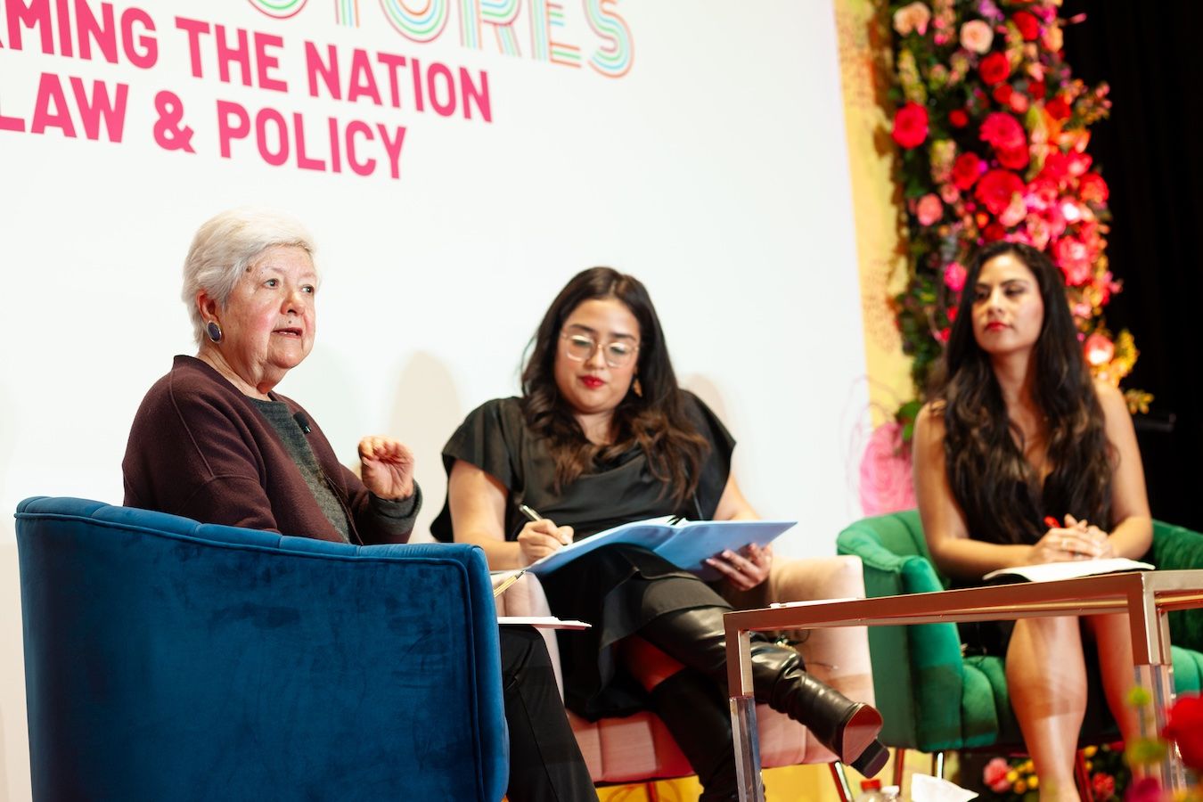 Vilma Martinez, Evelyn Sanchez-Gonzalez and Luz Murillo on stage