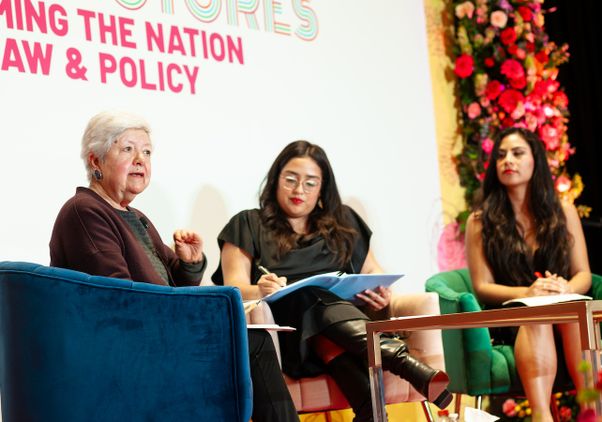 Vilma Martinez, Evelyn Sanchez-Gonzalez and Luz Murillo on stage