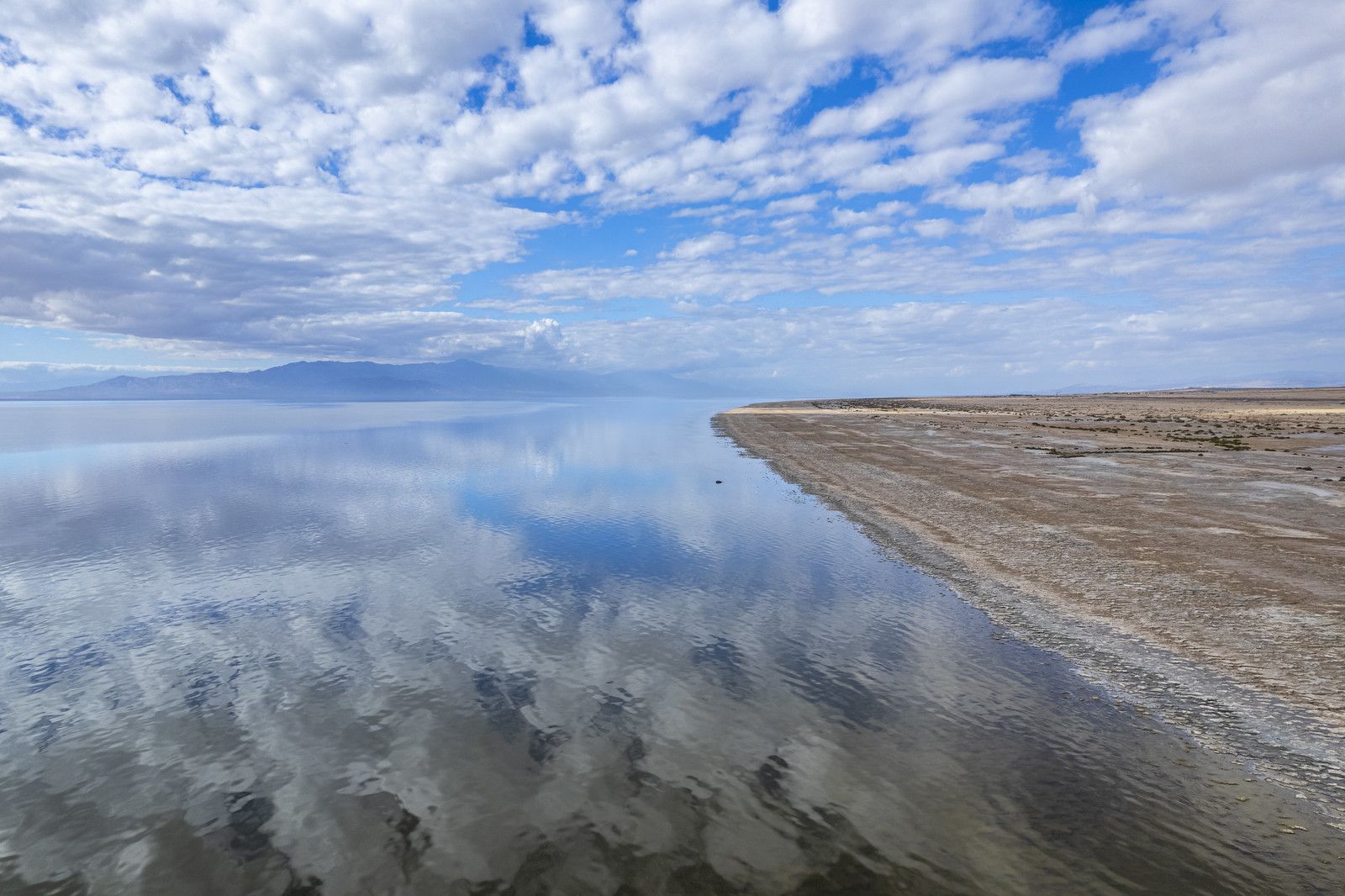 Reflection of clouds on Salton Sea