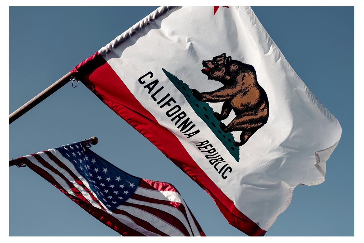 California and American flags