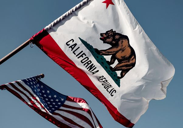 California and American flags