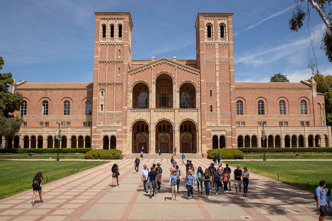 Royce Hall — Frontal view with students