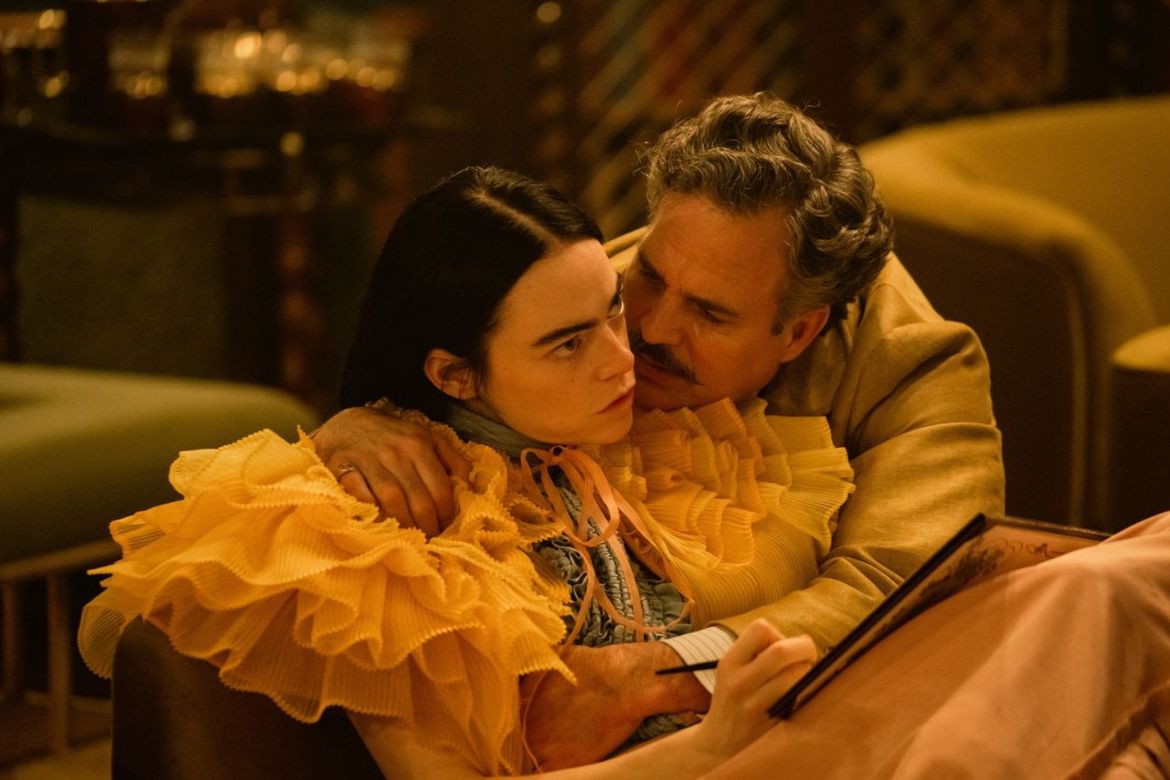 Emma Stone and Mark Ruffalo from film “Poor Things”