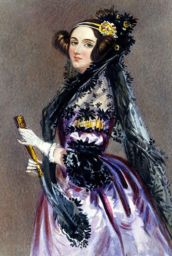 Watercolor portrait of Ada Lovelace, believed to have been painted during the early 1840s.