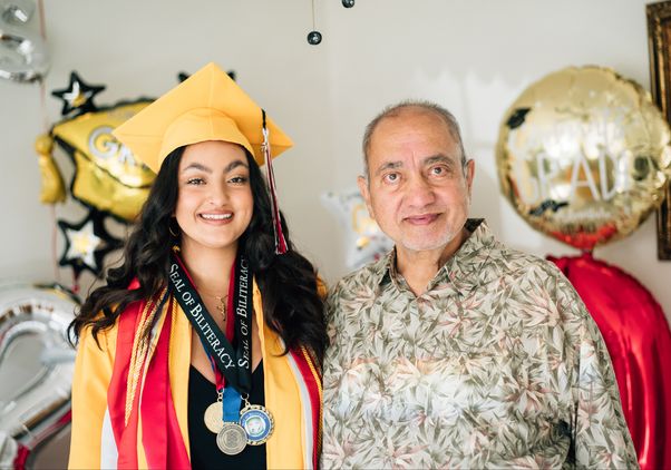 Youstina Labib and father at high school graduation