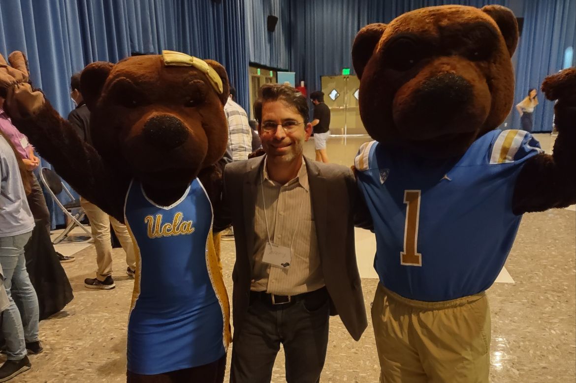 From left: Josie Bruin, Jeremy Guinta and Joe Bruin at DataFest