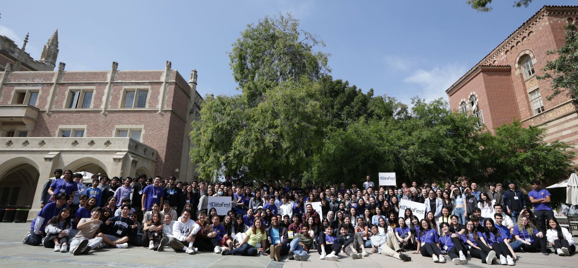 Group shot of DataFest participants on campus