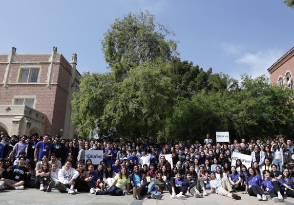 Group shot of DataFest participants on campus