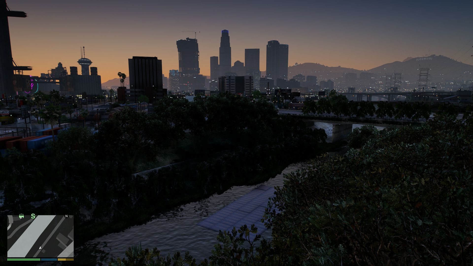“Grand Theft Eco” nighttime cityscape