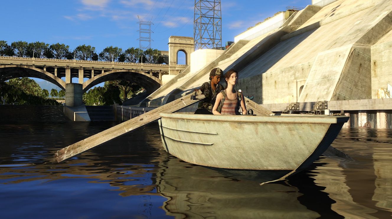 “Grand Theft Eco” characters rowing on Los Angeles River