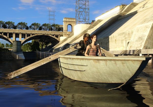 “Grand Theft Eco” characters rowing on Los Angeles River