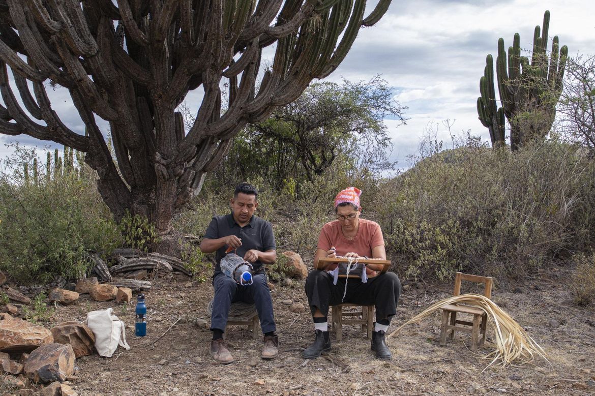 Porfirio Gutiérrez and Tanya Aguiñiga talk and weave together