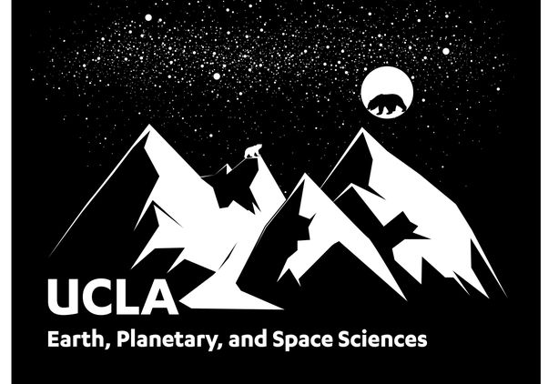 Graphic of mountain peaks and bear in moon with UCLA Earth, Planetary, and Space Sciences