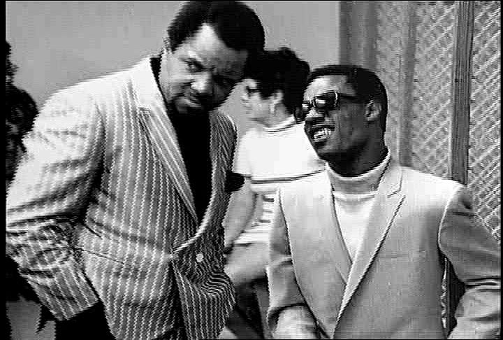 Photo | Black-and-white photo of Berry Gordy with Stevie Wonder | UCLA