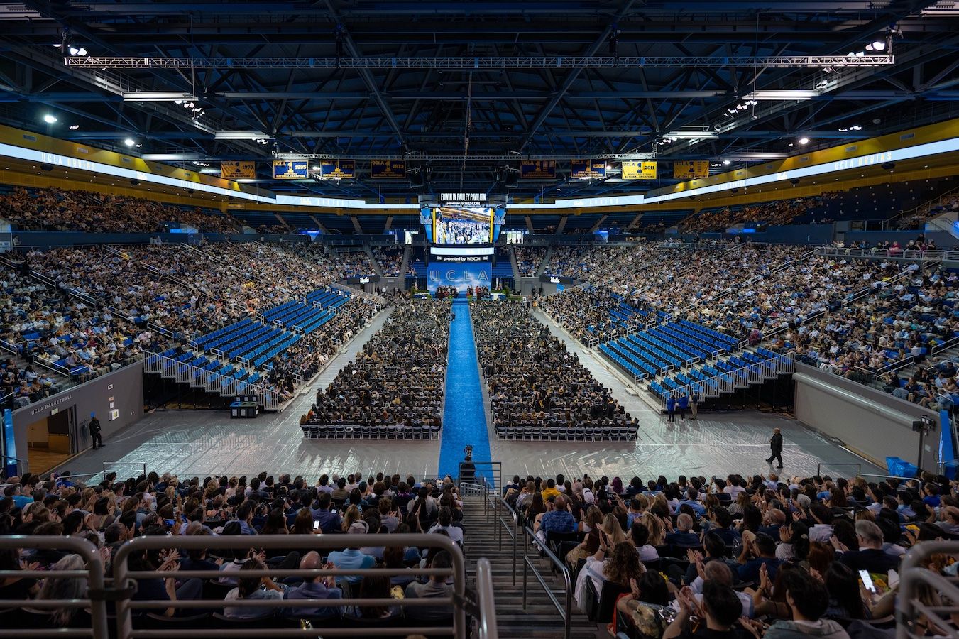 Students and their families and friends fill Pauley Pavilion for commencement