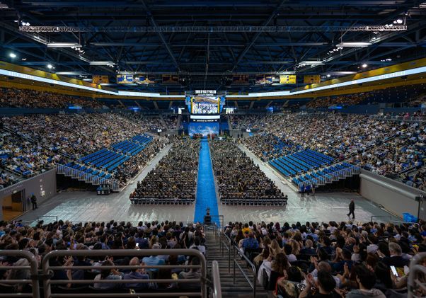 Students and their families and friends fill Pauley Pavilion for commencement