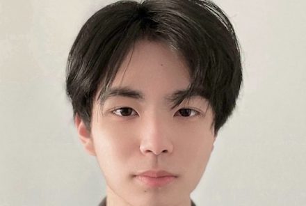 Extreme close-up of face of student Harry Li