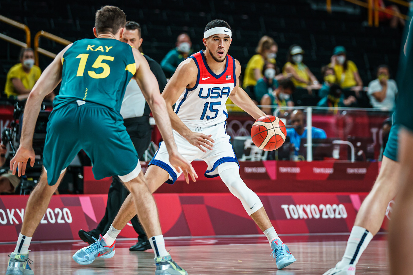 Devin Booker of the U.S. men’s national basketball team (photo from 2021).