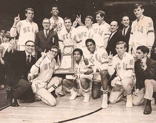 Black-and-white photo of UCLA national championship team