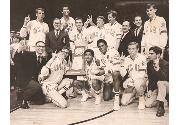 Black-and-white photo of UCLA national championship team