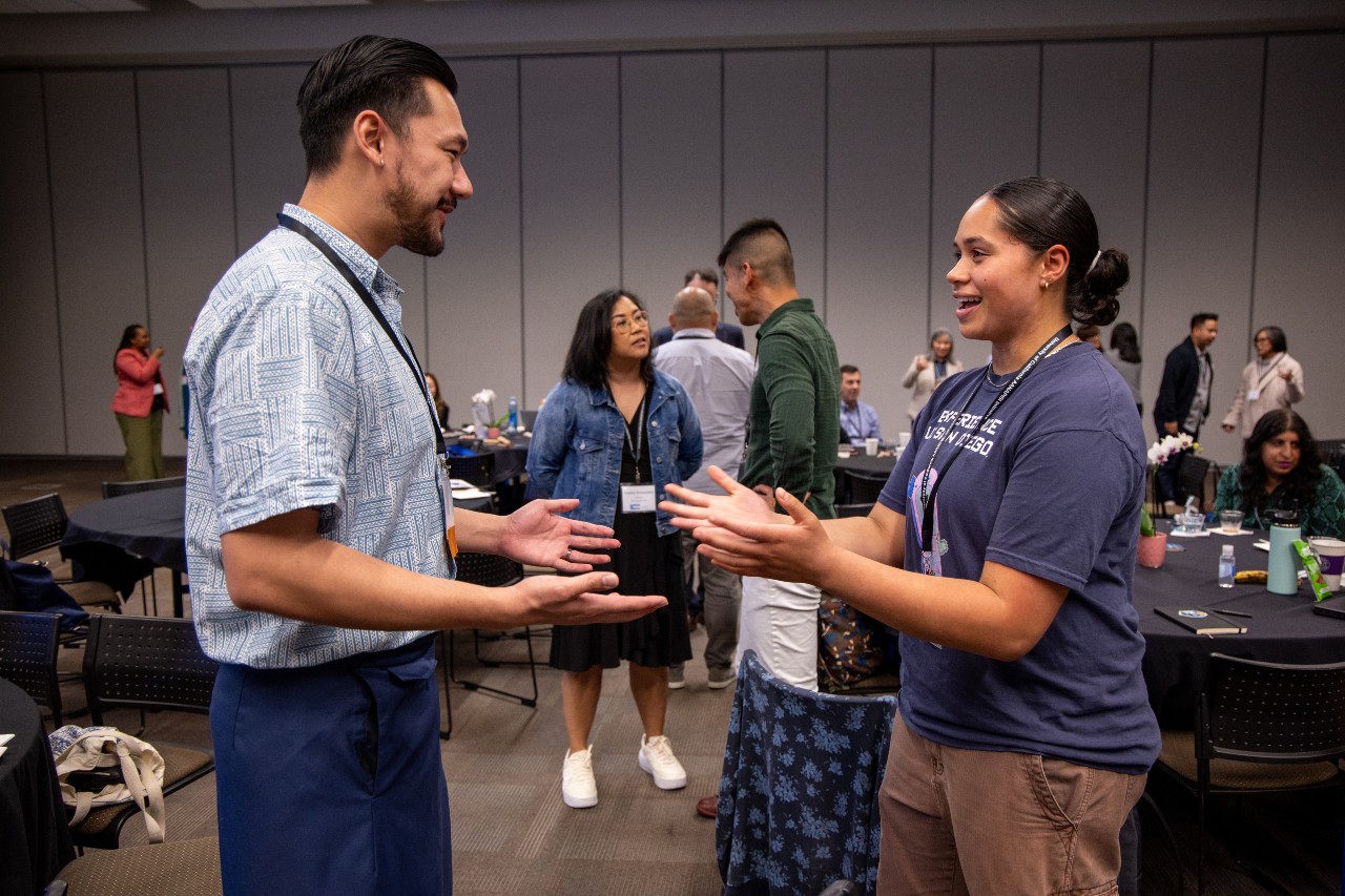 Participants chat during the 2024 AANAPISI Summit at UC Riverside.